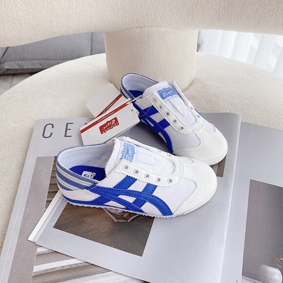 Onitsuka Tiger by Asics White and Blue Canvas Sneakers - Picture 2 of 9